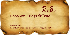 Rohonczi Boglárka névjegykártya