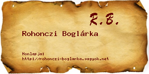 Rohonczi Boglárka névjegykártya